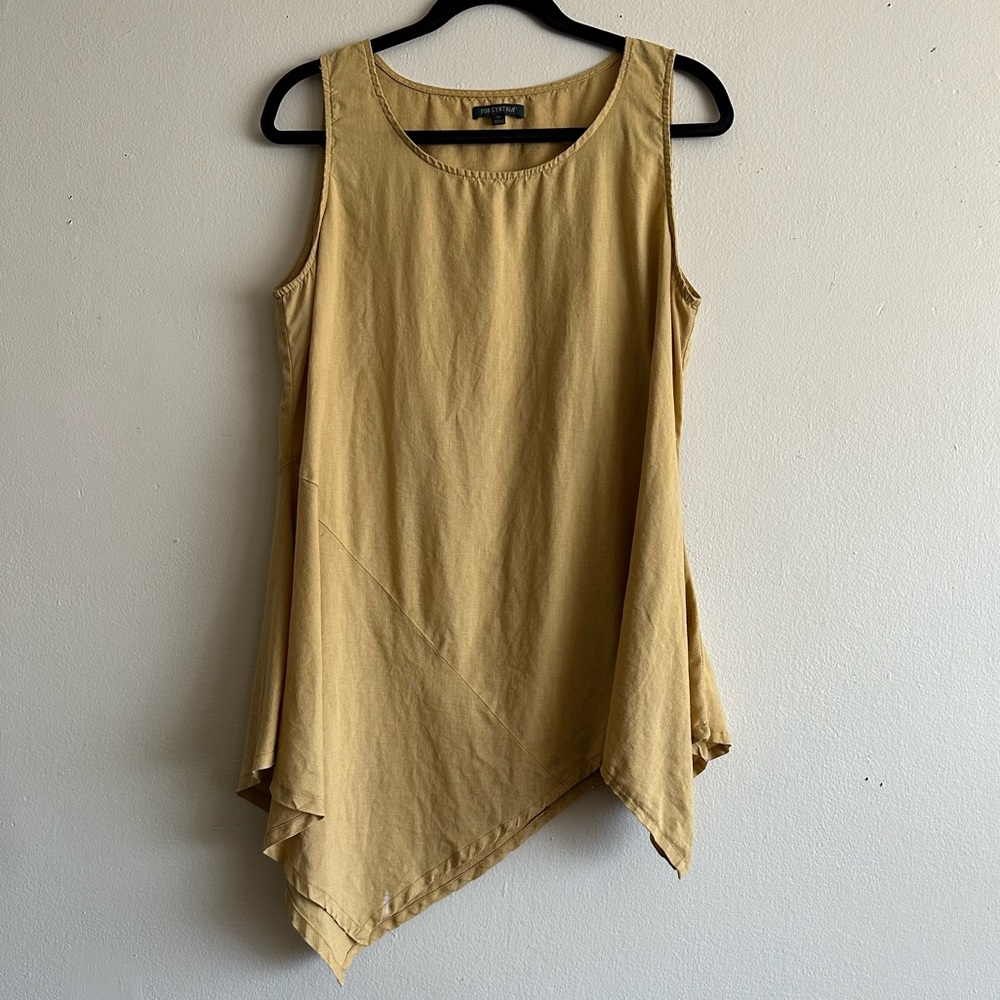 FOR CYNTHIA 100% Linen Pale Yellow Asymmetrical Tank - L